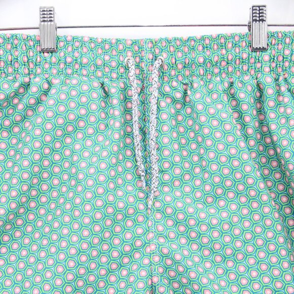 Vintage Michael's Shorts Men Pink Geometrical Pattern Drawstring Retro Small 90s - Picture 2 of 8